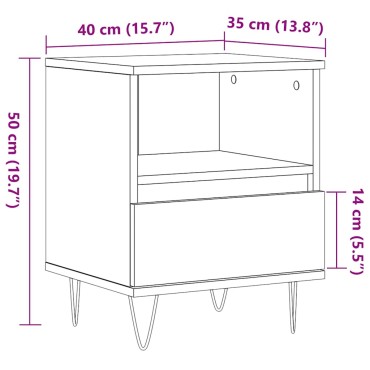 vidaXL Κομοδίνο Παλιό ξύλο 40x35x50cm από Επεξεργασμένο Ξύλο 1 τεμ.