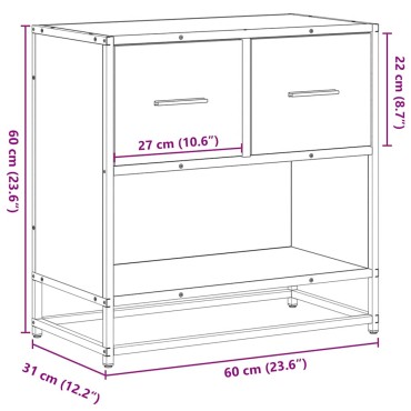 vidaXL Κομοδίνο Δρυς sonoma 60x31x60cm Κατασκευασμένο ξύλο και μέταλλο 1 τεμ.