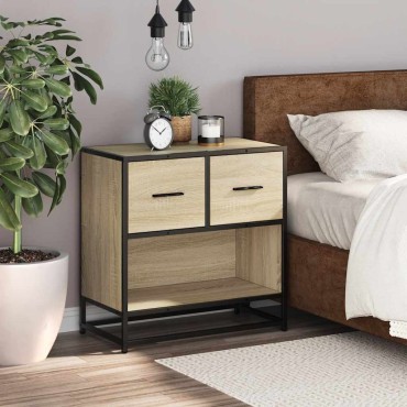 vidaXL Κομοδίνο Δρυς sonoma 60x31x60cm Κατασκευασμένο ξύλο και μέταλλο 1 τεμ.