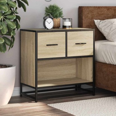 vidaXL Κομοδίνο Δρυς sonoma 60x31x60cm Κατασκευασμένο ξύλο και μέταλλο 1 τεμ.