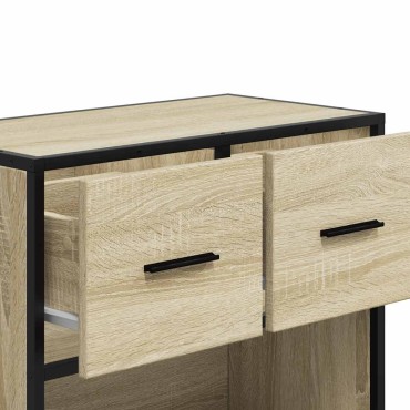 vidaXL Κομοδίνο Δρυς sonoma 60x31x60cm Κατασκευασμένο ξύλο και μέταλλο 1 τεμ.
