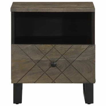 vidaXL Κομοδίνο Μαύρο 40x33x46cm από Μασίφ Ξύλο Μάνγκο 1 τεμ.