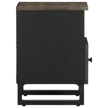 vidaXL Κομοδίνο Μαύρο 40x33x46cm από Μασίφ Ξύλο Μάνγκο 1 τεμ.