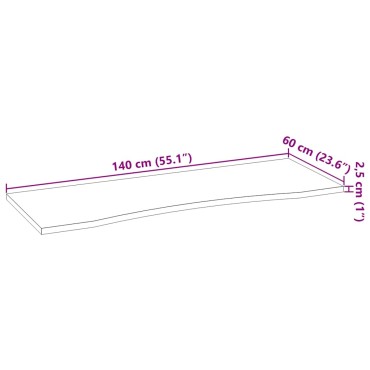 vidaXL Επιφάνεια Τραπεζιού Ορθογώνιος 140x60x2,5cm Μασίφ Ξύλο Δρυός 1 τεμ.