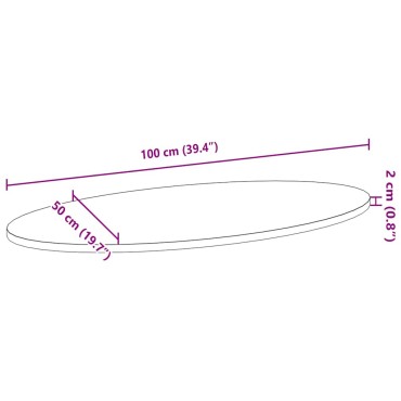 vidaXL Επιτραπέζια επιφάνεια Σκούρο Καφέ 100x50x2cm Ξύλο Δρυός Οβάλ
