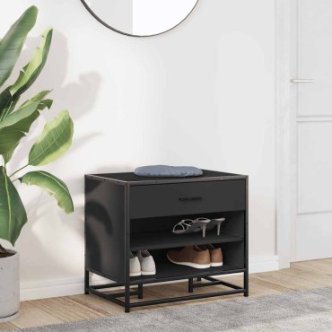 vidaXL Παπουτσοθήκη Μαύρη 60x40x53,5cm από Επεξεργασμένο Ξύλο μέταλλο 1 τεμ.