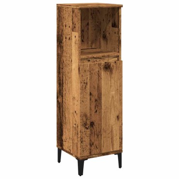 vidaXL Ντουλάπι μπάνιου Παλιό ξύλο 30x30x100cm Κατασκευασμένο ξύλο 1 τεμ.