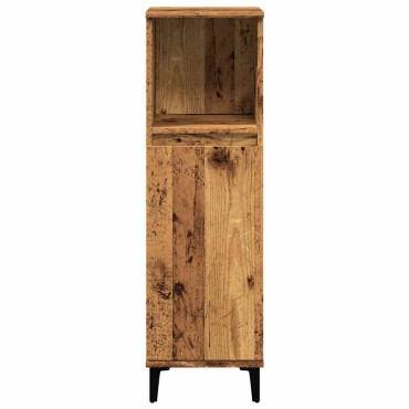 vidaXL Ντουλάπι μπάνιου Παλιό ξύλο 30x30x100cm Κατασκευασμένο ξύλο 1 τεμ.