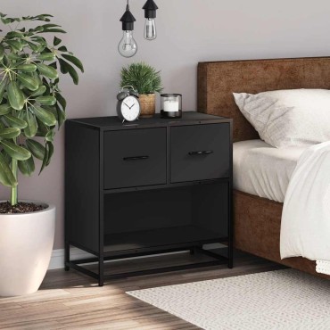 vidaXL Κομοδίνο Μαύρο 60x31x60cm Κατασκευασμένο ξύλο και μέταλλο 1 τεμ.
