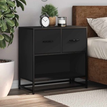 vidaXL Κομοδίνο Μαύρο 60x31x60cm Κατασκευασμένο ξύλο και μέταλλο 1 τεμ.