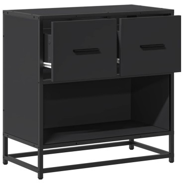 vidaXL Κομοδίνο Μαύρο 60x31x60cm Κατασκευασμένο ξύλο και μέταλλο 1 τεμ.