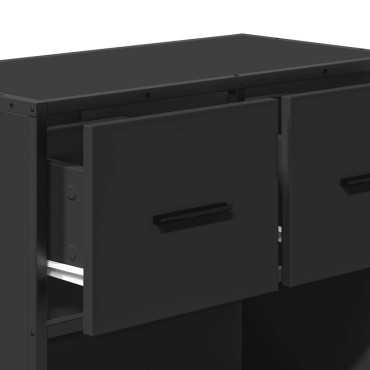 vidaXL Κομοδίνο Μαύρο 60x31x60cm Κατασκευασμένο ξύλο και μέταλλο 1 τεμ.