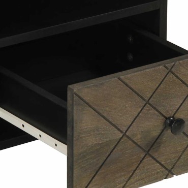vidaXL Έπιπλο Τηλεόρασης Μαύρο 100x33x46cm από Μασίφ Ξύλο Μάνγκο 1 τεμ.