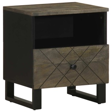 vidaXL Κομοδίνα 2 τεμ. Μαύρα 40x33x46cm από Μασίφ Ξύλο Μάνγκο