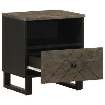 vidaXL Κομοδίνα 2 τεμ. Μαύρα 40x33x46cm από Μασίφ Ξύλο Μάνγκο