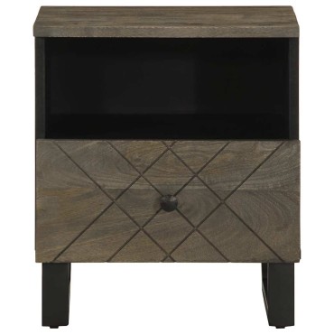 vidaXL Κομοδίνα 2 τεμ. Μαύρα 40x33x46cm από Μασίφ Ξύλο Μάνγκο
