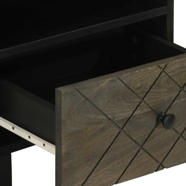 vidaXL Κομοδίνα 2 τεμ. Μαύρα 40x33x46cm από Μασίφ Ξύλο Μάνγκο