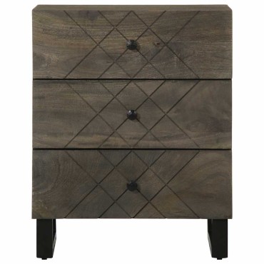 vidaXL Κομοδίνο μαύρο 50x33x62cm μασίφ ξύλο Μάνγκο 1 τεμ.