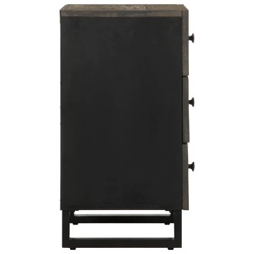 vidaXL Κομοδίνο μαύρο 50x33x62cm μασίφ ξύλο Μάνγκο 1 τεμ.