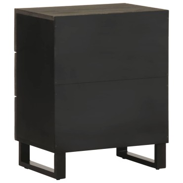vidaXL Κομοδίνο μαύρο 50x33x62cm μασίφ ξύλο Μάνγκο 1 τεμ.