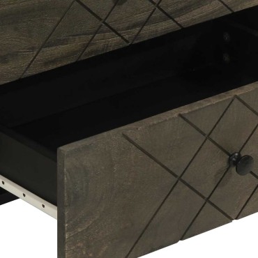 vidaXL Κομοδίνο μαύρο 50x33x62cm μασίφ ξύλο Μάνγκο 1 τεμ.