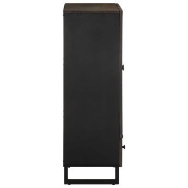 vidaXL Ντουλάπι Μαύρο 60x33x110cm από Μασίφ Ξύλο Μάνγκο 1 τεμ.