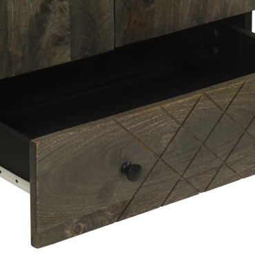 vidaXL Ντουλάπι Μαύρο 60x33x110cm από Μασίφ Ξύλο Μάνγκο 1 τεμ.