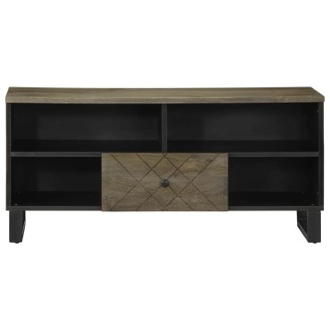 vidaXL Έπιπλο Τηλεόρασης Μαύρο 100x33x46cm από Μασίφ Ξύλο Μάνγκο 1 τεμ.