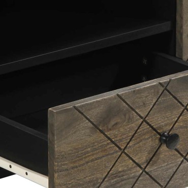 vidaXL Έπιπλο Τηλεόρασης Μαύρο 105x33x46cm από Μασίφ Ξύλο Μάνγκο 1 τεμ.