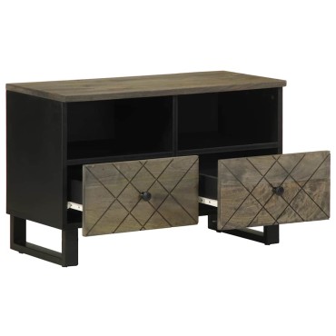 vidaXL Έπιπλο Τηλεόρασης Μαύρο 70x33x46cm από Μασίφ Ξύλο Μάνγκο 1 τεμ.