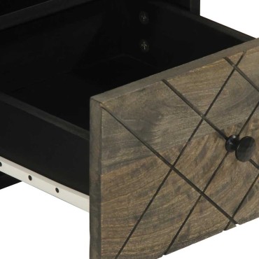 vidaXL Έπιπλο Τηλεόρασης Μαύρο 70x33x46cm από Μασίφ Ξύλο Μάνγκο 1 τεμ.