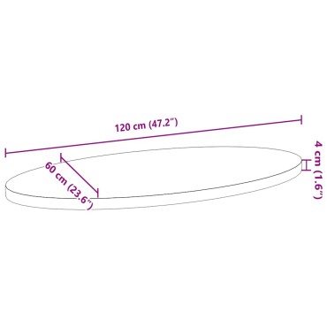 vidaXL Επιτραπέζια επιφάνεια 120x60x4cm από Μασίφ Ξύλο Δρυός Οβάλ