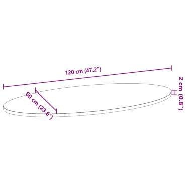 vidaXL Επιτραπέζια επιφάνεια Σκούρο Καφέ 120x60x2cm Ξύλο Δρυός Οβάλ