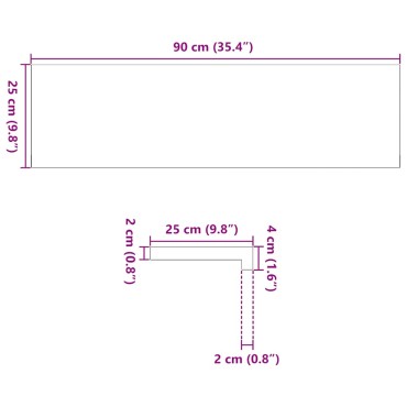 vidaXL Περβάζια παραθύρων 2 τεμ. Σκ. Καφέ 90x25x2 εκ. Μασίφ Ξύλο Δρυός