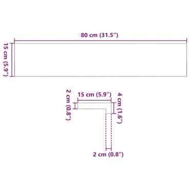 vidaXL Περβάζια παραθύρων 2 τεμ. Σκ. Καφέ 80x15x2 εκ. Μασίφ Ξύλο Δρυός