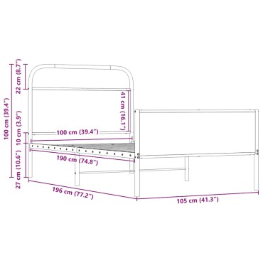 vidaXL Πλαίσιο Κρεβατιού Χωρ. Στρώμα Sonoma Δρυς 100x190 εκ Επ. Ξύλο