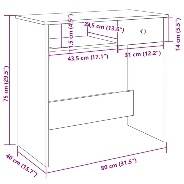 vidaXL Γραφείο Γκρι Sonoma 80x40x75cm από Επεξεργασμένο Ξύλο 1 τεμ.