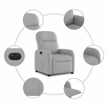 vidaXL Ηλεκτρική Ανακλινόμενη Καρέκλα Σύννεφο Γκρι Ύφασμα 1 τεμ.