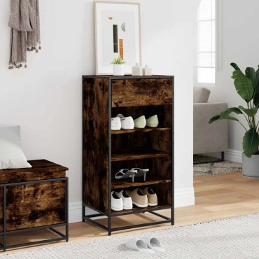 vidaXL Παπουτσοθήκη Καπνιστή Δρυς 48x38x97,5cm Επεξεργασμένο Ξύλο
