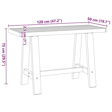 vidaXL Γραφείο NOAIN με πόδια σχήματος Α 120x50x75cm μασίφ ξύλο πεύκο 1 τεμ.