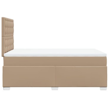 vidaXL Κρεβάτι Boxspring με Στρώμα Καπουτσίνο 120x190cm από Συνθ.Δέρμα 1 τεμ. - Μονό