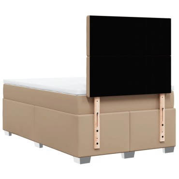 vidaXL Κρεβάτι Boxspring με Στρώμα Καπουτσίνο 120x190cm από Συνθ.Δέρμα 1 τεμ. - Μονό