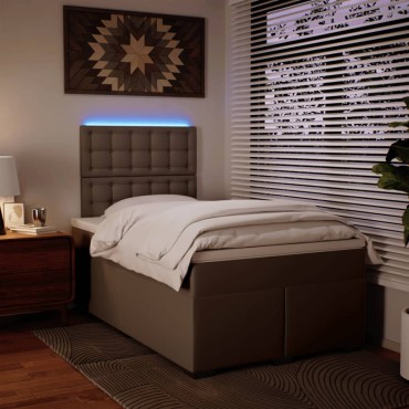 vidaXL Κρεβάτι Boxspring με Στρώμα Καπουτσίνο 120x190cm από Συνθ.Δέρμα 1 τεμ. - Μονό