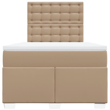 vidaXL Κρεβάτι Boxspring με Στρώμα Καπουτσίνο 120x190cm από Συνθ.Δέρμα 1 τεμ. - Μονό