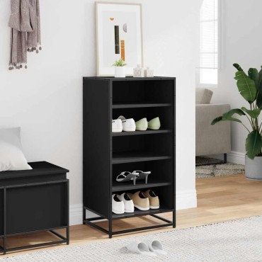 vidaXL Παπουτσοθήκη Μαύρο 48x38x97,5cm από Επεξεργασμένο Ξύλο