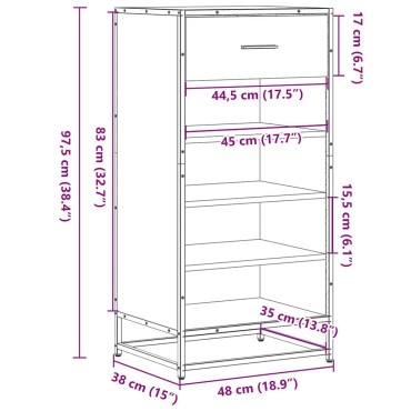 vidaXL Παπουτσοθήκη Sonoma Δρυς 48x38x97,5cm Επεξεργασμένο Ξύλο