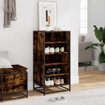 vidaXL Παπουτσοθήκη Καπνιστή Δρυς 48x38x97,5cm Επεξεργασμένο Ξύλο