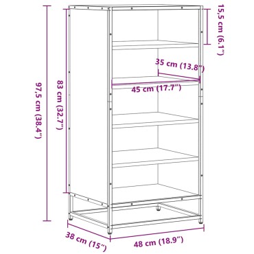 vidaXL Παπουτσοθήκη Καπνιστή Δρυς 48x38x97,5cm Επεξεργασμένο Ξύλο