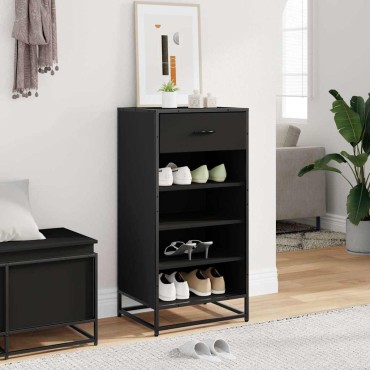 vidaXL Παπουτσοθήκη Μαύρο 48x38x97,5cm από Επεξεργασμένο Ξύλο
