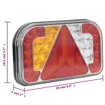 vidaXL Φώτα Τρέιλερ 2 Τεμ. Κόκκινα 24 x 5 x 14,5 εκ. με Λαμπτήρα 12V